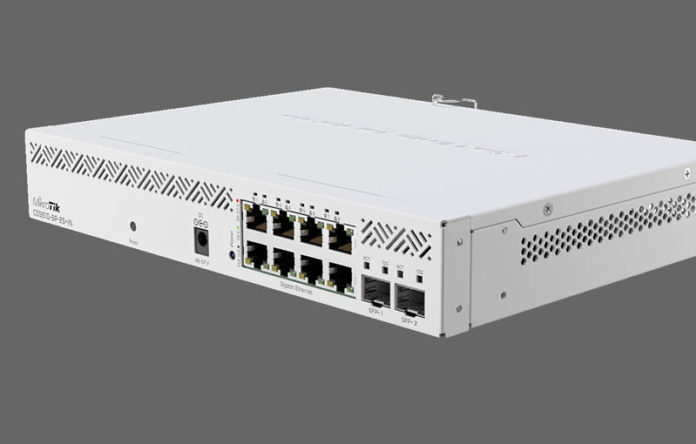 MikroTik CSS610 8P 2S+IN Stock Front Angle