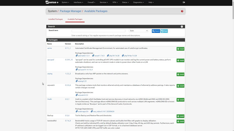 Netgate 4100 PfSense Plus Packages