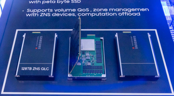 Samsung PB SSD at 128TB for 60PB All-flash Racks Samsung 128TB PB SSD At FMS 2022 Close