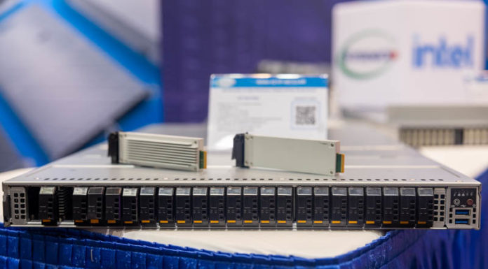 Next-Gen Supermicro SSG-121P-NES24R 1U 24-bay NVMe at FMS 2022 Supermicro SSG 121P NES24R Front