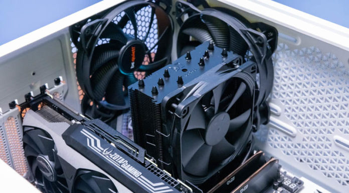 Our New Streaming Test Rig for Project TinyMiniMicro and STH Mini PC ASUS Strix LGA1700 With OLOY DDR5 And Noctua NH U12S In Be Quiet Pure Base 500 With Zotac NVIDIA GeForce 3090 2