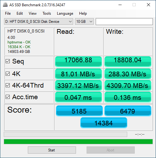 HighPoint SSD7540 Raid0 ASSSD 10GB