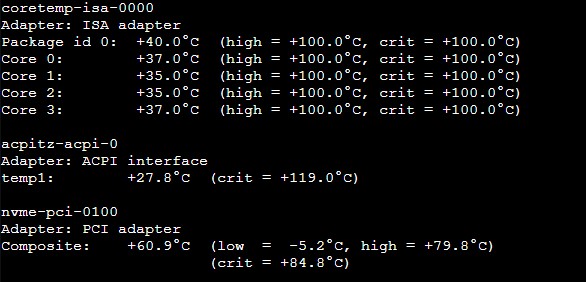 Intel Core I7 1165G7 Coretemp