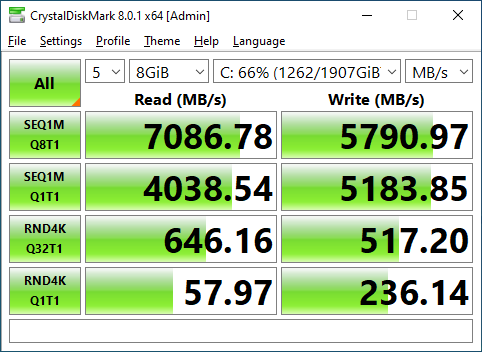 Kioxia XG8 2TB CrystalDiskMark 8GB