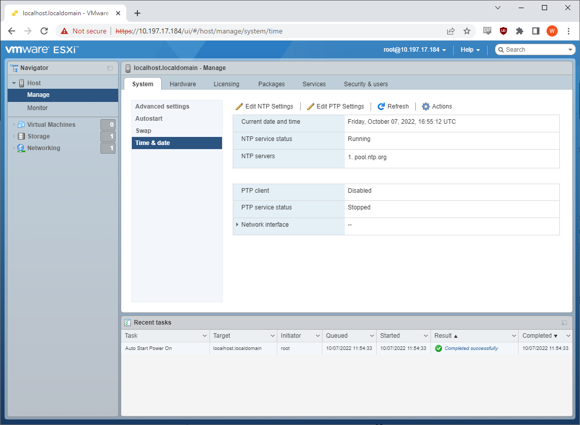 ESXi NTP Settings