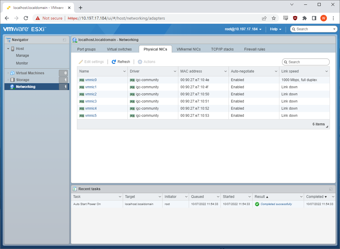 ESXi Physical NICs