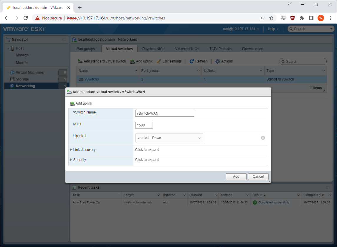 ESXi VSwitch WAN