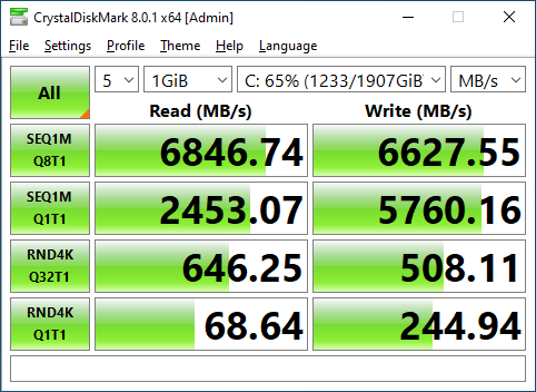 Lexar NM800 Pro 1TB CrystalDiskMark 1GB
