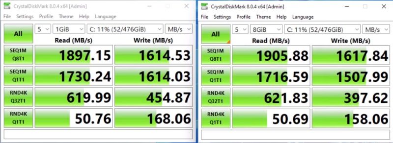 AMD Ryzen 7 5825U 4x I226 512GB NVMe SSD CrystalDiskMark