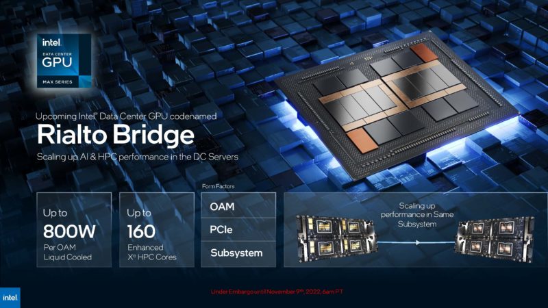 Intel SC22 Rialto Bridge Is Coming At 800W