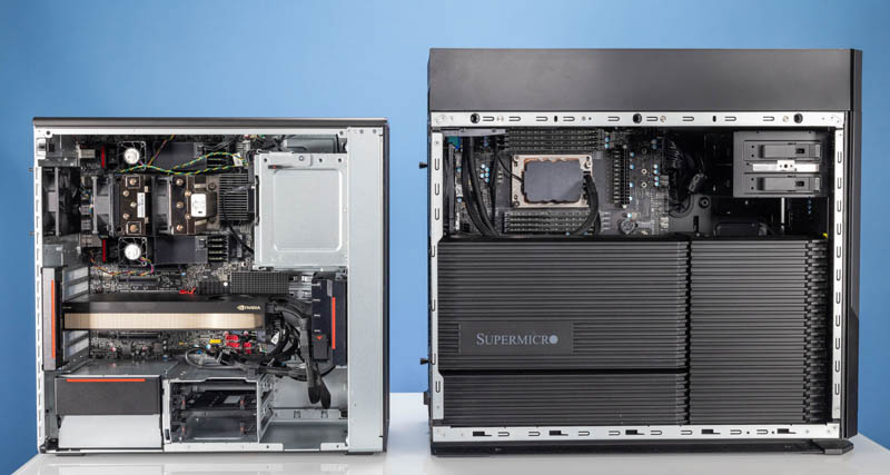 Lenovo ThinkStation P620 And Supermicro AS 5014A TT Side By Side Internal 1