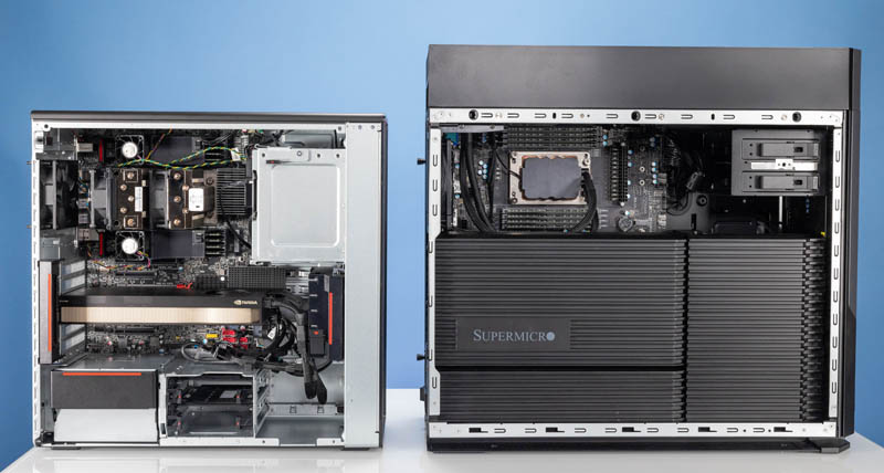 Lenovo ThinkStation P620 And Supermicro AS 5014A TT Side By Side Internal 2