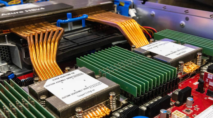Microsoft Azure at SC22 and The Enormous AMD EPYC Genoa Heatsink on HBv4 Microsoft Azure HBv4 Dual AMD EPYC Genoa And FPGA At SC22 3