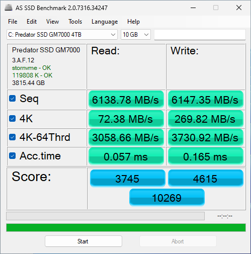 Predator GM7000 1TB ASSSD 10GB