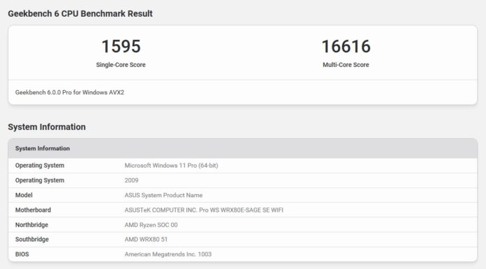 Geekbench 6 Launched Big Benchmark Updates We Try It Geekbench 6 Running On Windows 11 Pro AMD Ryzen Threadripper Pro 3995WX