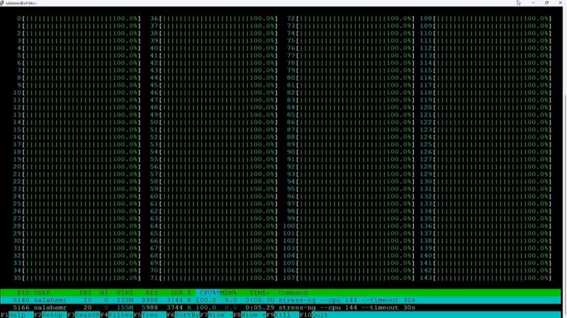 Intel DCAI Update March 2023 Sierra Forest HTOP With Stress Ng