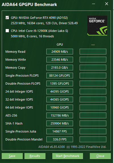 NVIDIA Geforce 4090 FE AIDA64 GPGPU
