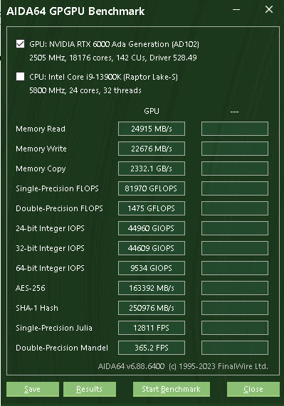 NVIDIA RTX 6000 Ada AIDA64 GPGPU