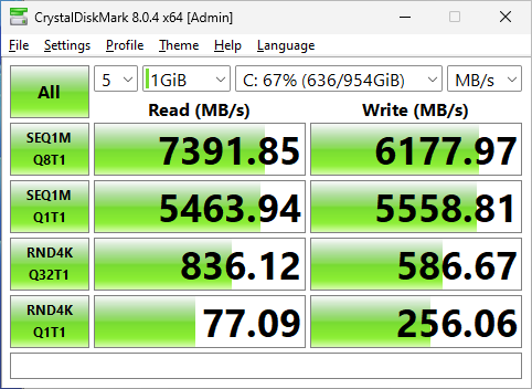 Predator GM7000 1TB CrystalDiskMark 1GB