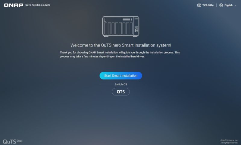 QNAP TVS H874 QuTS Hero 5 Installation Wizard