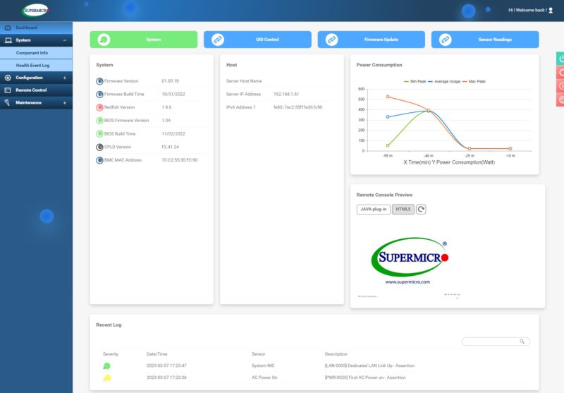 Supermicro IPMI Dashboard AST2600