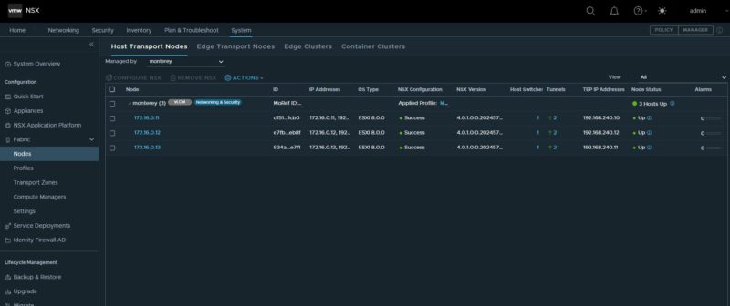 VMware NSX Manager NVIDIA BlueField 2 DPU Host Transport Nodes Hosts