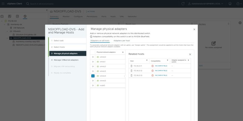 VMware VSphere Client DSwitch NSX Offload Incompatible Adapters