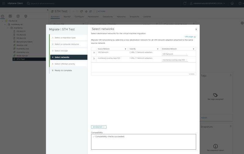 VMware VSphere Client With NVIDIA BlueField 2 DPU And ESXi 8.0 Host New VM UPT Activated Migration Compatibility Checks