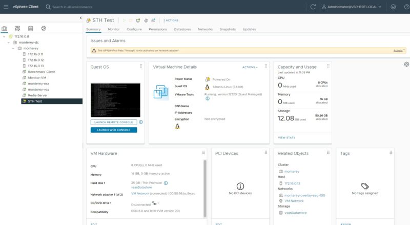 VMware VSphere Client With NVIDIA BlueField 2 DPU And ESXi 8.0 Host New VM UPT Not Activated