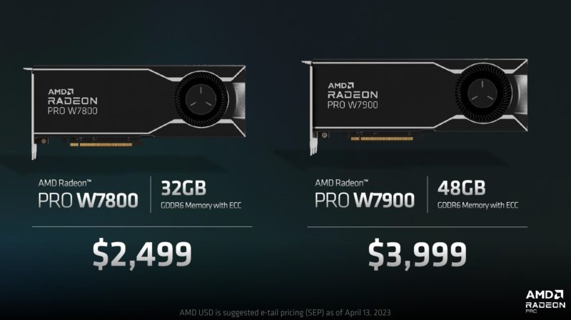 AMD Radeon Pro W7800 And W7900 Pricing