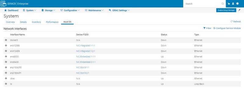Dell IDRAC Service Module Installed Host OS