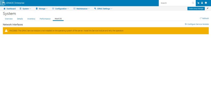 Dell IDRAC Service Module Not Installed