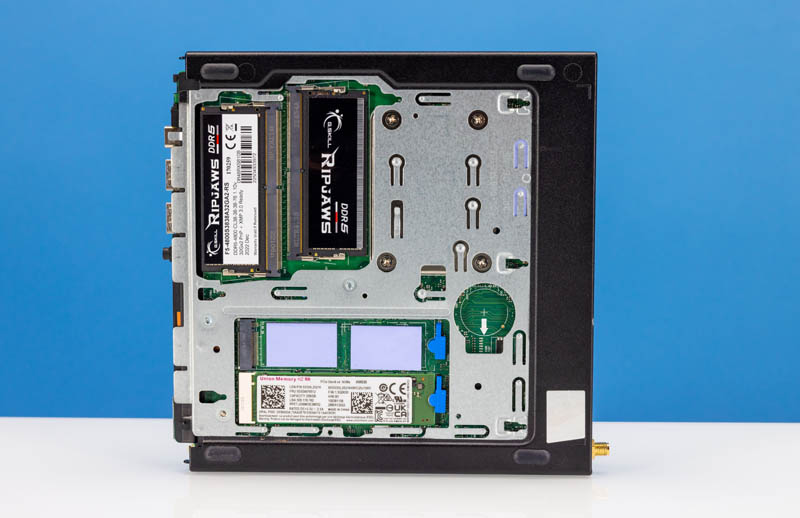 Lenovo ThinkCentre M80q Gen 3 Tiny Bottom M.2 SSD Slots And G.Skill 64GB Configuration Installed Overview