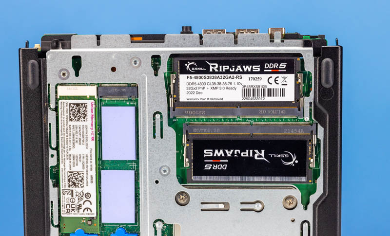 Lenovo ThinkCentre M80q Gen 3 Tiny Bottom M.2 SSD Slots And G.Skill 64GB Configuration Installed