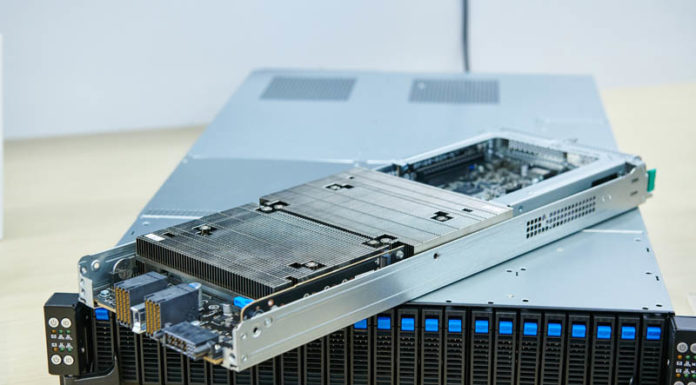 This is the 2U 4-Node NVIDIA Grace Superchip ASUS Server ASUS RS720QN E11 RS24U NVIDIA Grace Superchip Node 1