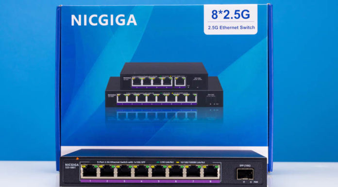 NICGIGA S25-0801 8x 2.5GbE 1x 10GbE Switch Review NICGIGA S25 0801 8x 2.5GbE 1x 10GbE Switch With Box