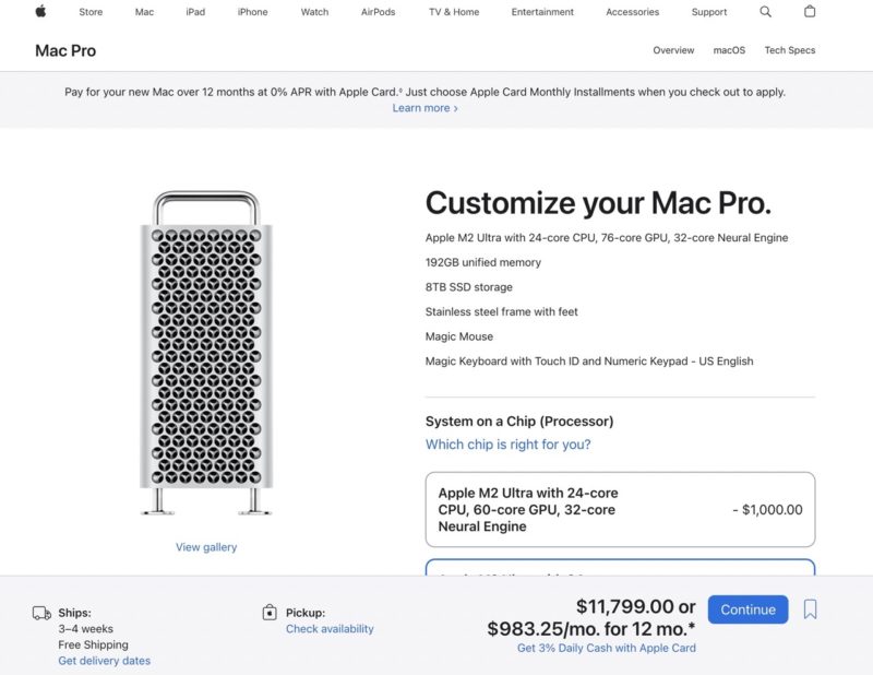 Apple Mac Pro M2 Ultra Tower Max Price Without 400 Wheels Large