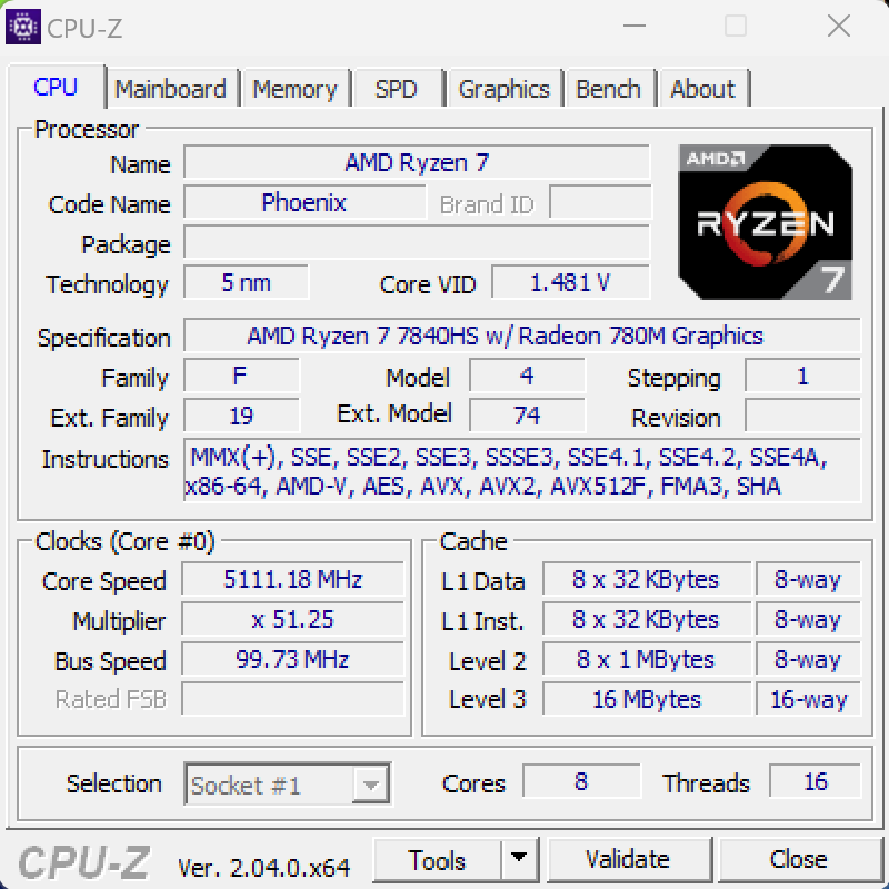 AMD Ryzen 7 7840HS 7zip Compression Benchmark - ServeTheHome