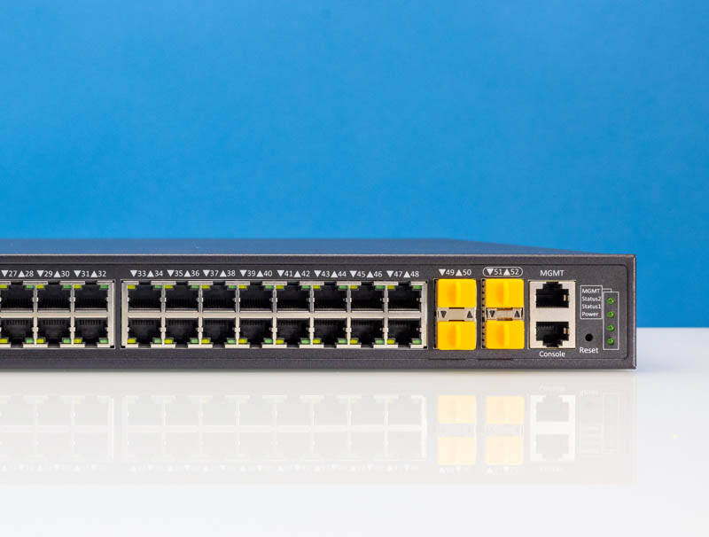Chinese E Sports Cafe Hotel Taobao Switch 48x 2.5GbE 2x 10GbE 2x 25GbE Front SFP And SFP28 Cages Covered