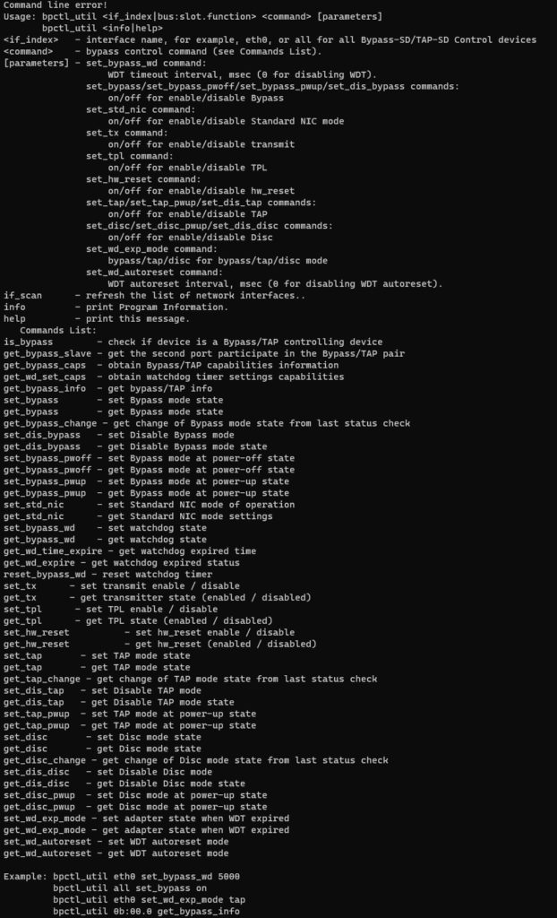 Silicom Bypass Tool Options