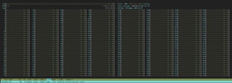 AMD EPYC 9754 Bergamo Htop