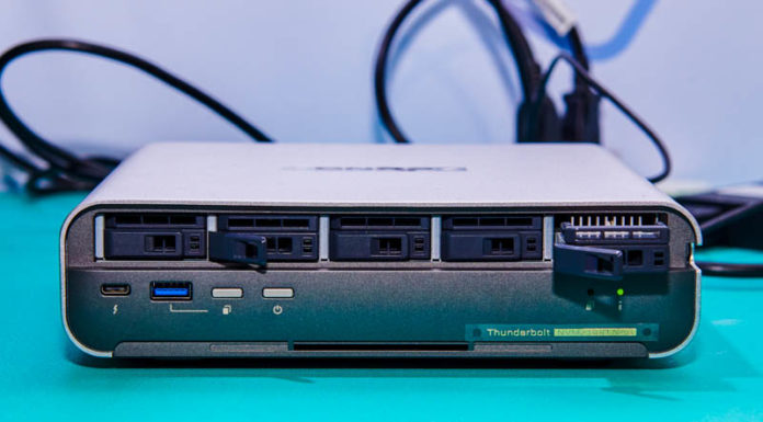 QNAP TBS-574TX E1.S Thunderbolt 4 10GbE NAS Spotted QNAP TBS 574TX At Computex 2023 Front Drive Bays