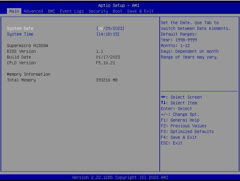 Supermicro Server BIOS With 393216MB Installed RAM