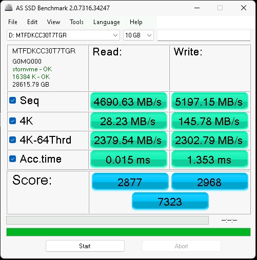 Micron 6500 ION 30.72TB AS SSD 10GB