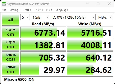 Micron 6500 ION 30.72TB CrystalDiskMark 1GB