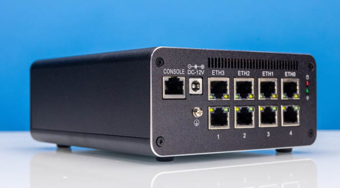 8-port 2.5GbE Intel Core Virtualization and Firewall Appliance Mini-Review Topton 8x 2.5GbE Router Firewall Network Ports Angle