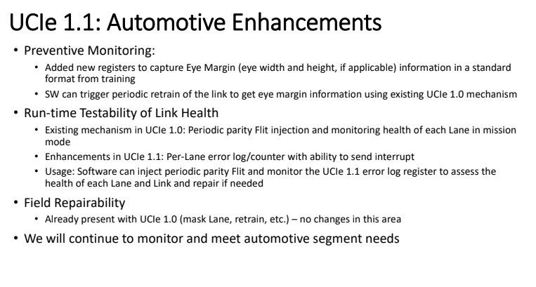 UCIe 1.1 Automotive Enhancments 2