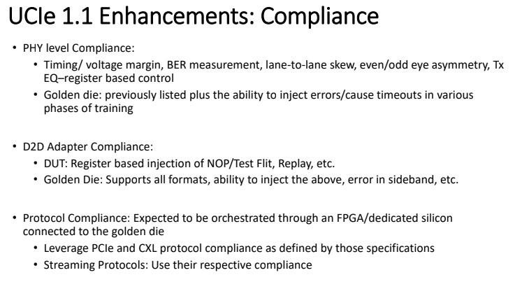 UCIe 1.1 Compliance Summary