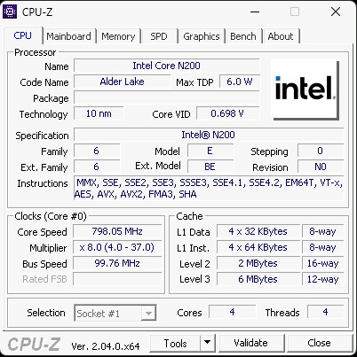 ASUS PN42 Intel N200 CPU Z