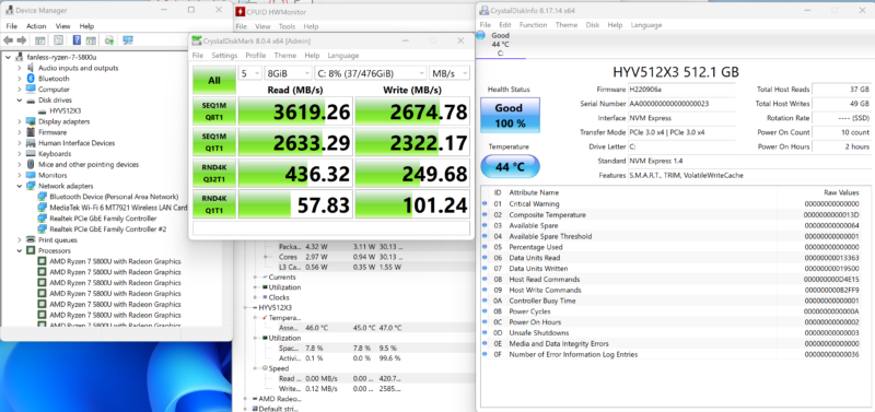 Fanless AMD Ryzen 7 5800U SSD Performance